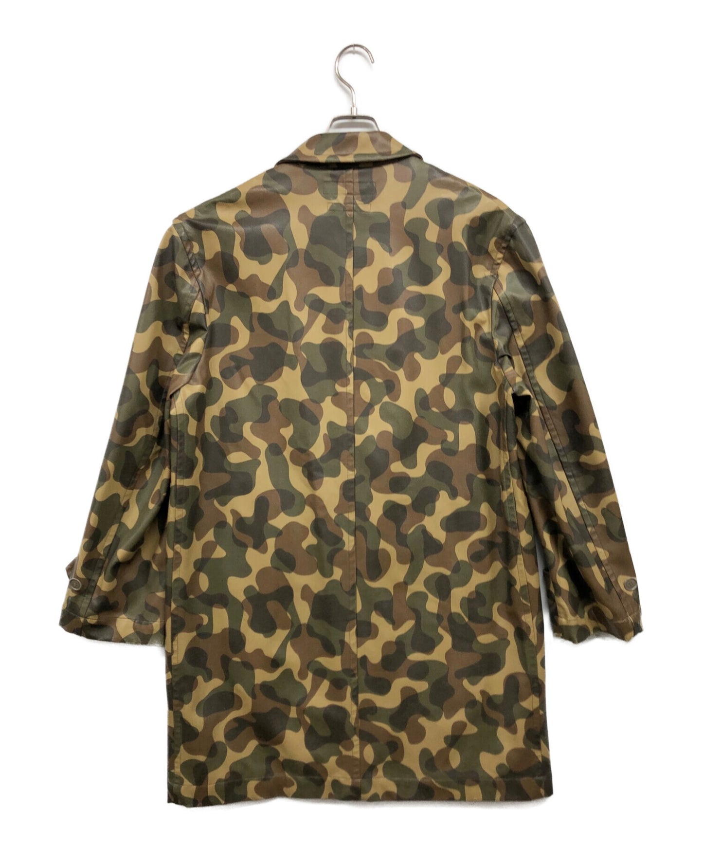 Comme des Garcons 셔츠 가짜 가죽 카모 패턴 스테인레스 스틸 칼라 코트 S10103