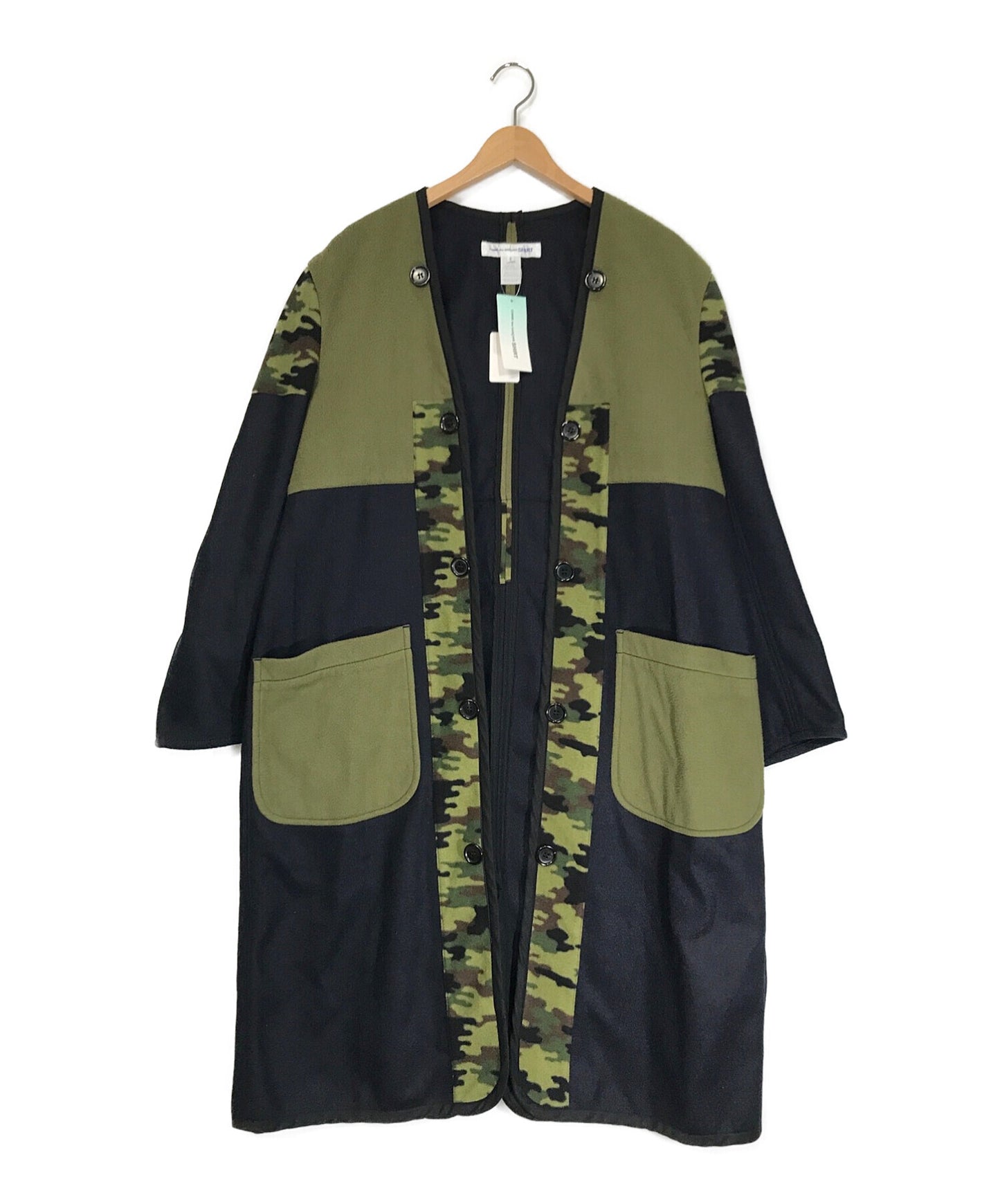 [Pre-owned] COMME des GARCONS SHIRT WOOL BROADCLOTH PLAIN × POLYESTER CAMO PRINT × COTTON TWILL COAT 17AW W25170