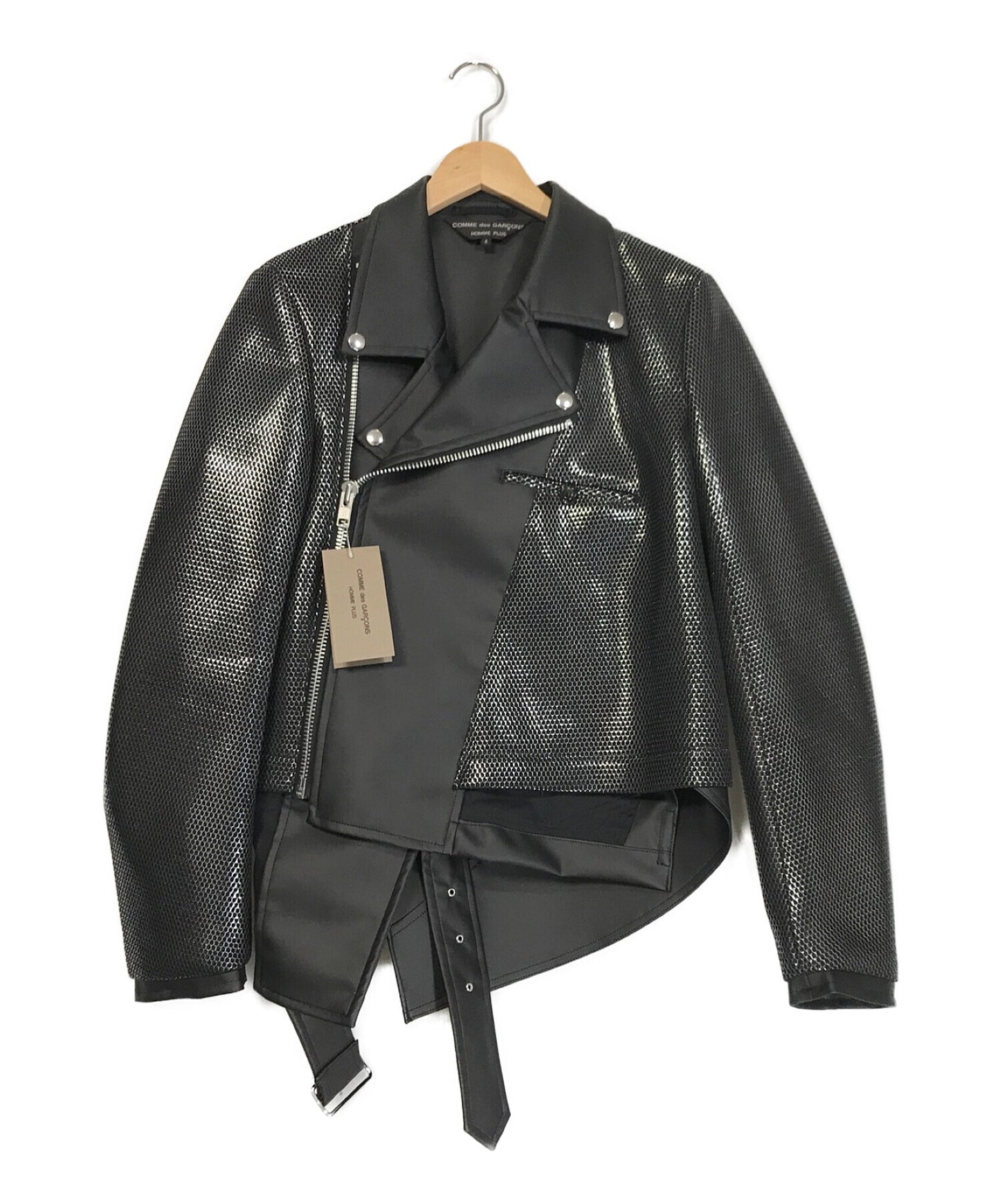 [Pre-owned] COMME des GARCONS HOMME PLUS Mesh-Switched Faux Leather Riders Jacket PH-J008