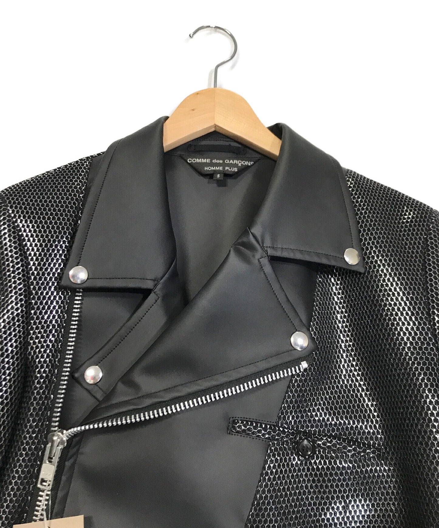 Comme des garcons homme plus mesh-switched faux liders riders แจ็คเก็ต pH-J008