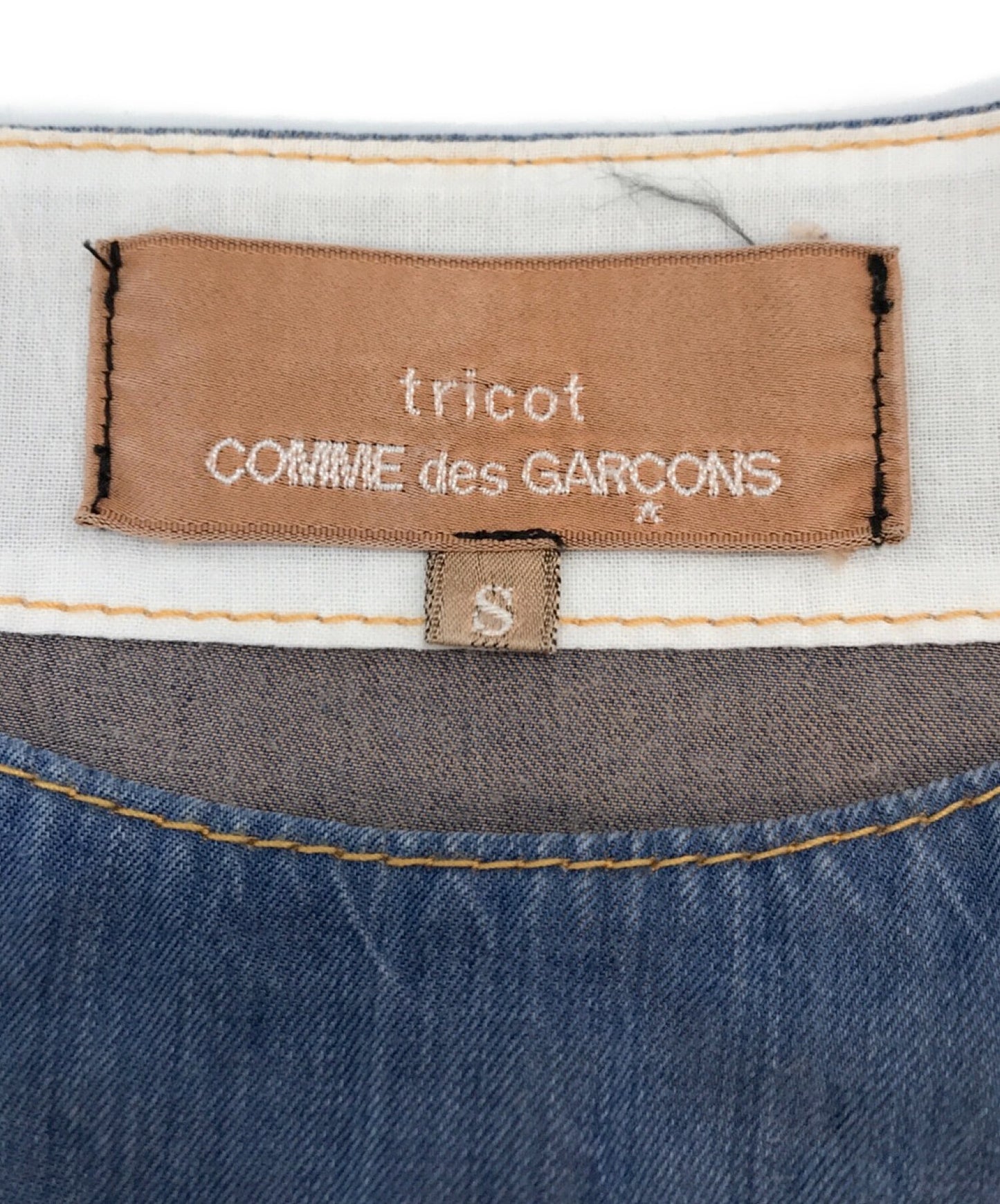 Tricot Comme des Garcons Dungaree Pocket Design 3/4 길이 슬리브 상단 TA-B012