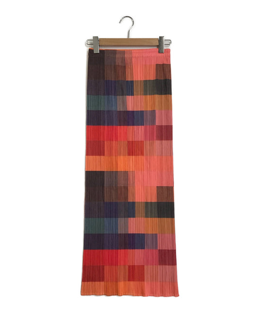 [Pre-owned] PLEATS PLEASE ISSEY MIYAKE Check Pleated Skirt Colorful Gradation Mosaic PP83-JG813 PP83-JG813