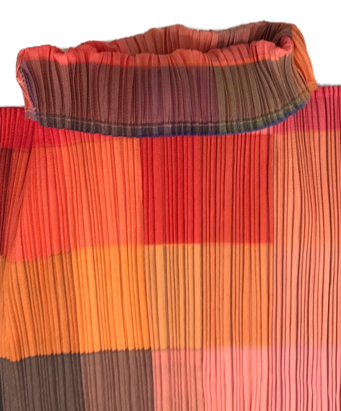 [Pre-owned] PLEATS PLEASE ISSEY MIYAKE Check High Neck Pleated Blouse Colorful Gradation Mosaic PP83-JK830 PP83-JK830