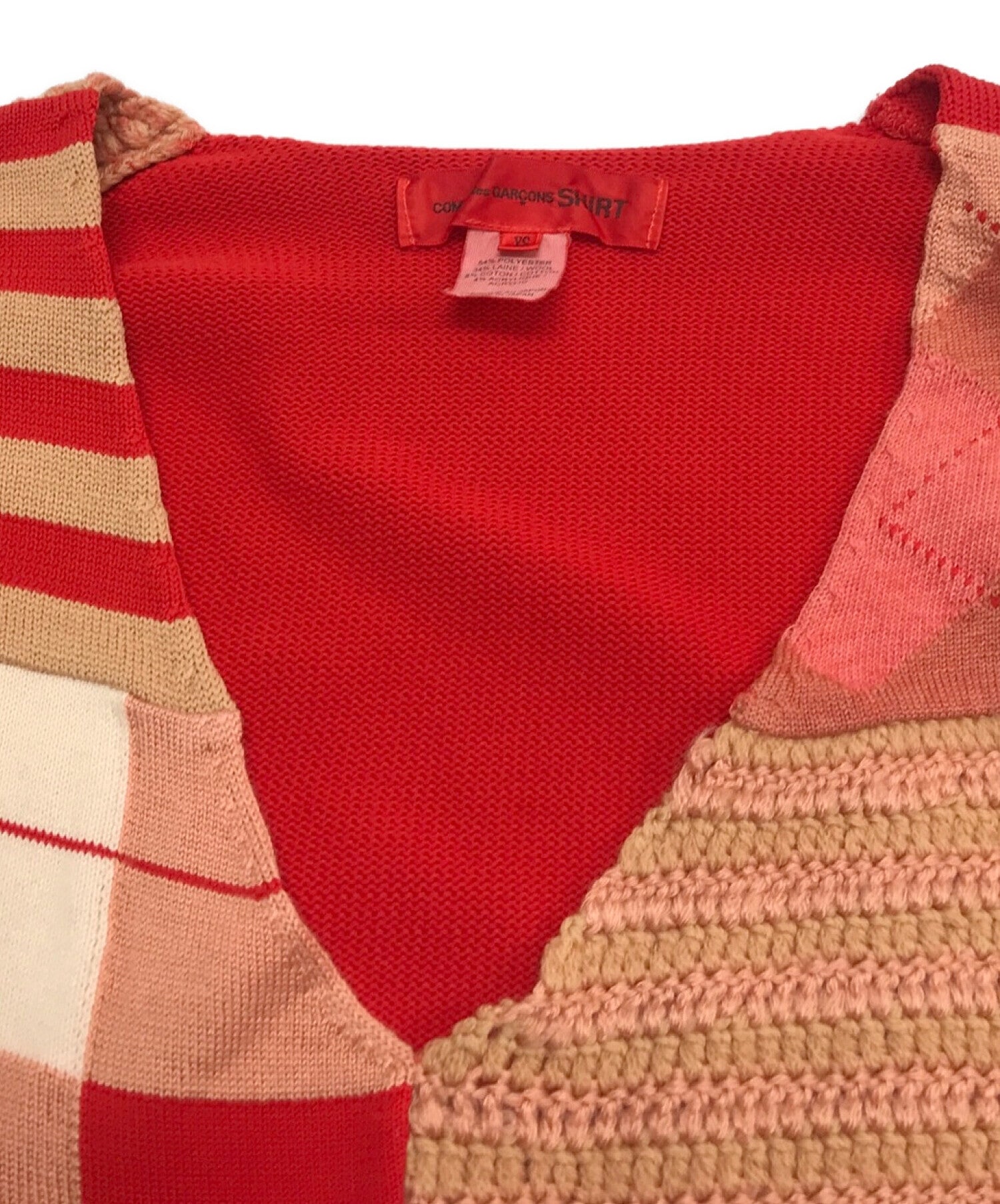 Pre-owned] COMME des GARCONS SHIRT V-Neck Patchwork Knit – Archive