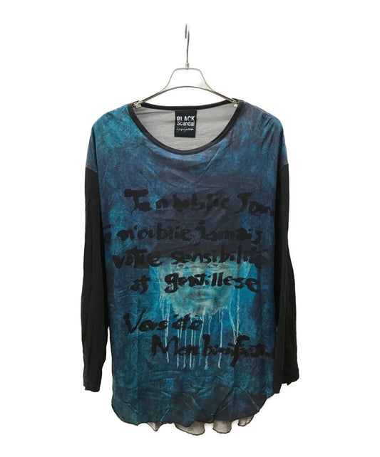 [Pre-owned] Black Scandal Yohji Yamamoto Message Print Round-neck Long-sleeved Cut and Sewn