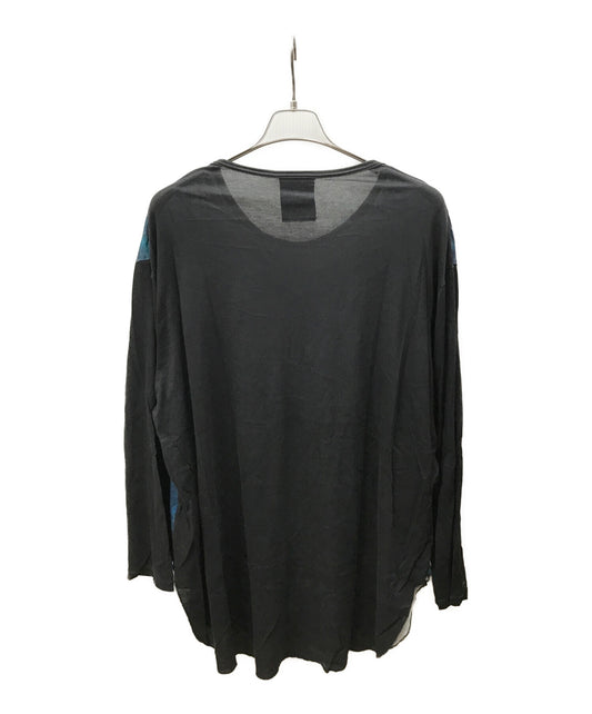 [Pre-owned] Black Scandal Yohji Yamamoto Message Print Round-neck Long-sleeved Cut and Sewn