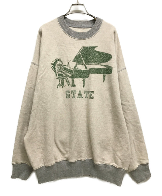[Pre-owned] KAPITAL TOP Lined Fur Dolman Sweatshirt PIANO STATE Print Sweatshirt Cut and Sewn EK-1131