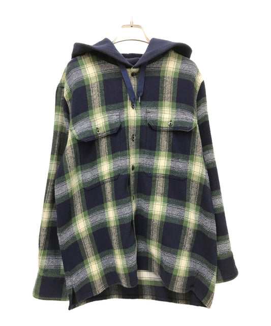 [Pre-owned] DESCENDANT Hooded Flannel Check Shirt Flannel Shirt Hoodie Layered Docking