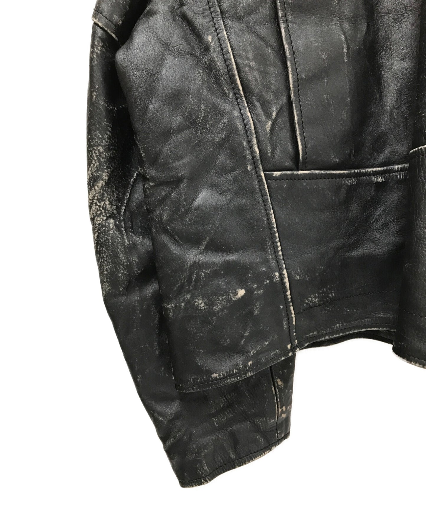 BLACKMEANS × TARO HORIUCHI COLLABORATION 손상된 라이더 재킷 특수 주문 이중 처리 된 대형 1902-JK12-M211