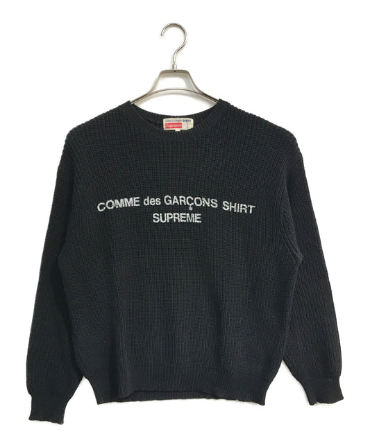 최고 × Comme des Garcons 셔츠 로고 페인트 승무원 목 스웨터