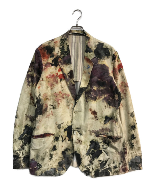 yohji yamamoto pour homme 페인팅 프린트 맞춤 재킷 hw-j59-024 올 프린트 백리스 재킷 18ss 룩 27 베이지 HW-J59-024