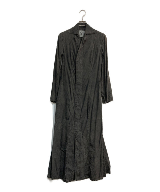 [Pre-owned] Y's A-line long coat, winged shirt dress, black, early 80s