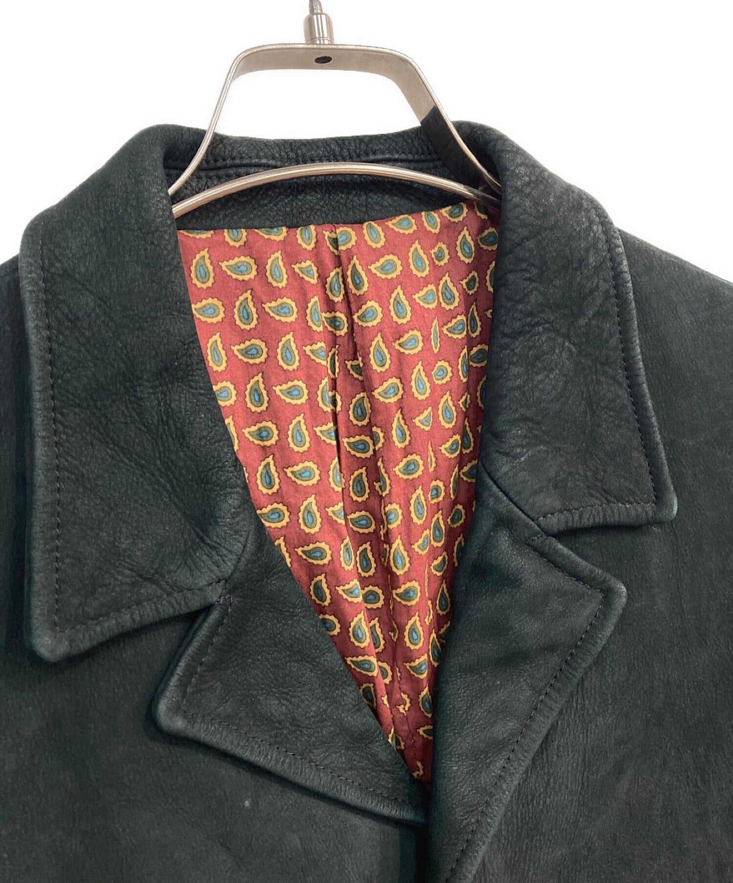 数字（n）ine paisley皮革量身定制的夹克，带佩斯利背部黑色03AW购物车时期