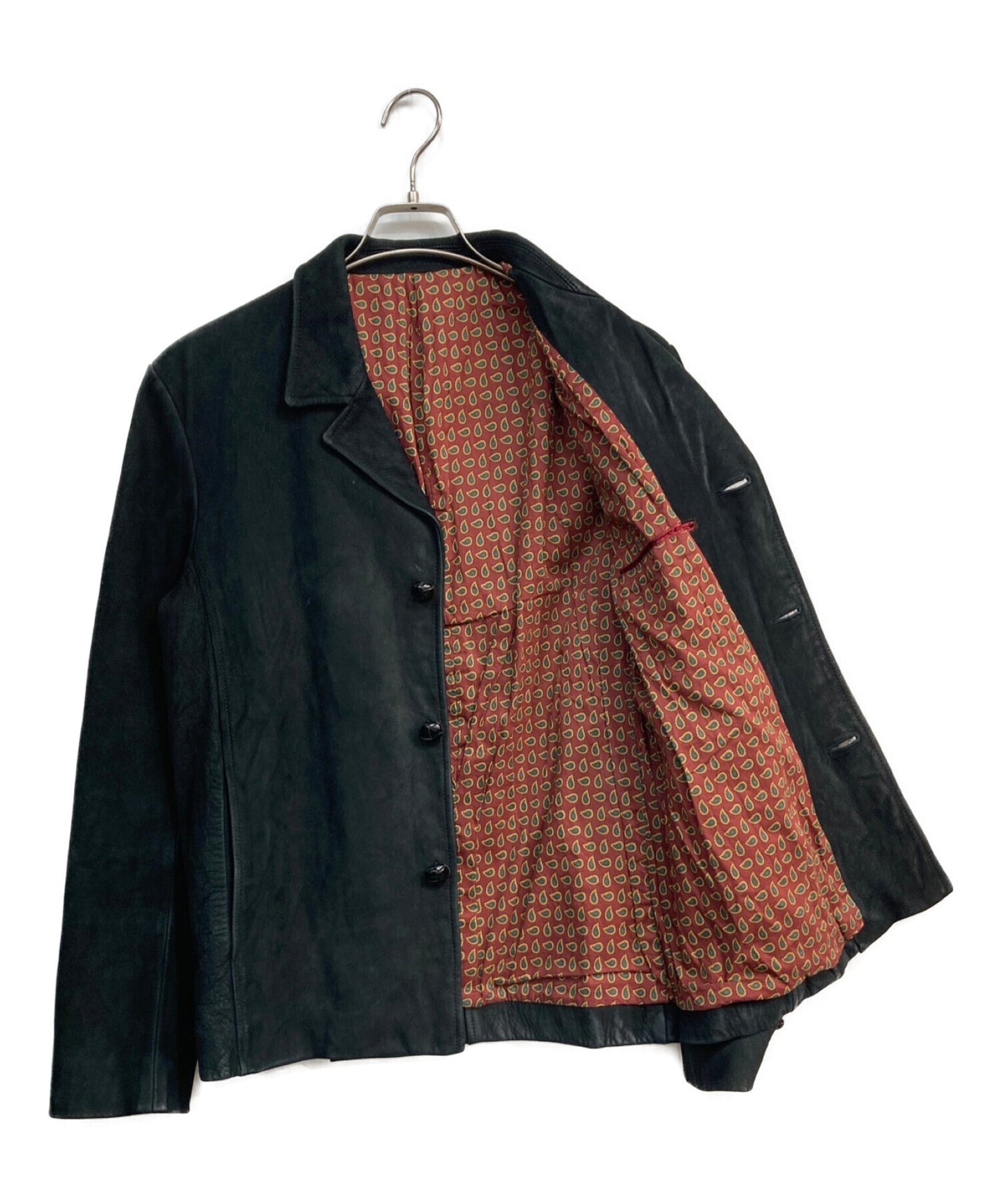 数字（n）ine paisley皮革量身定制的夹克，带佩斯利背部黑色03AW购物车时期