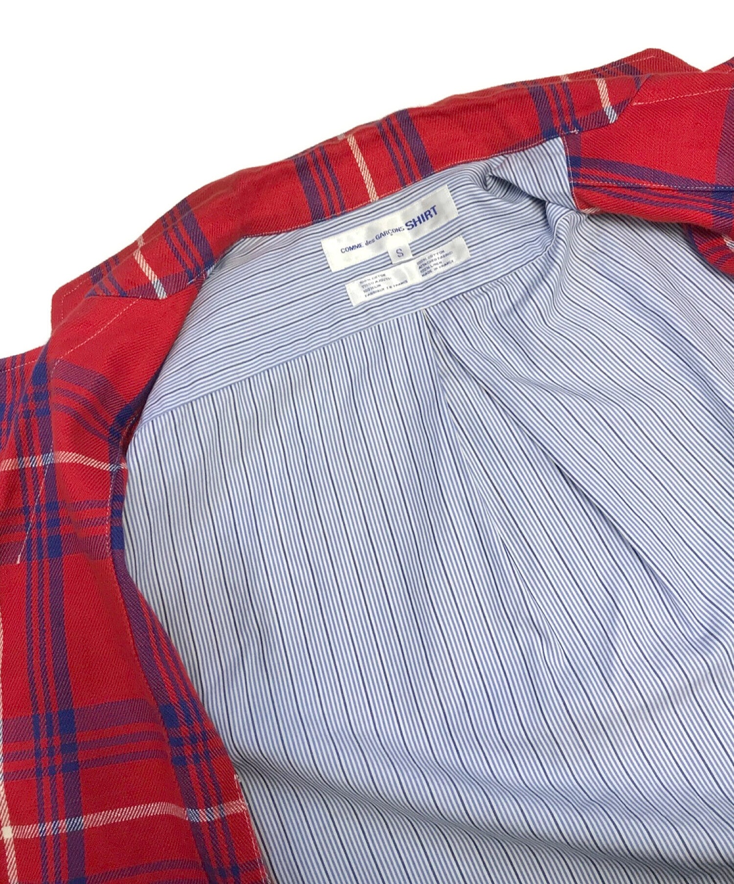 COMME des GARCONS SHIRT 00's Front Checked Striped Shirt Jacket S10162