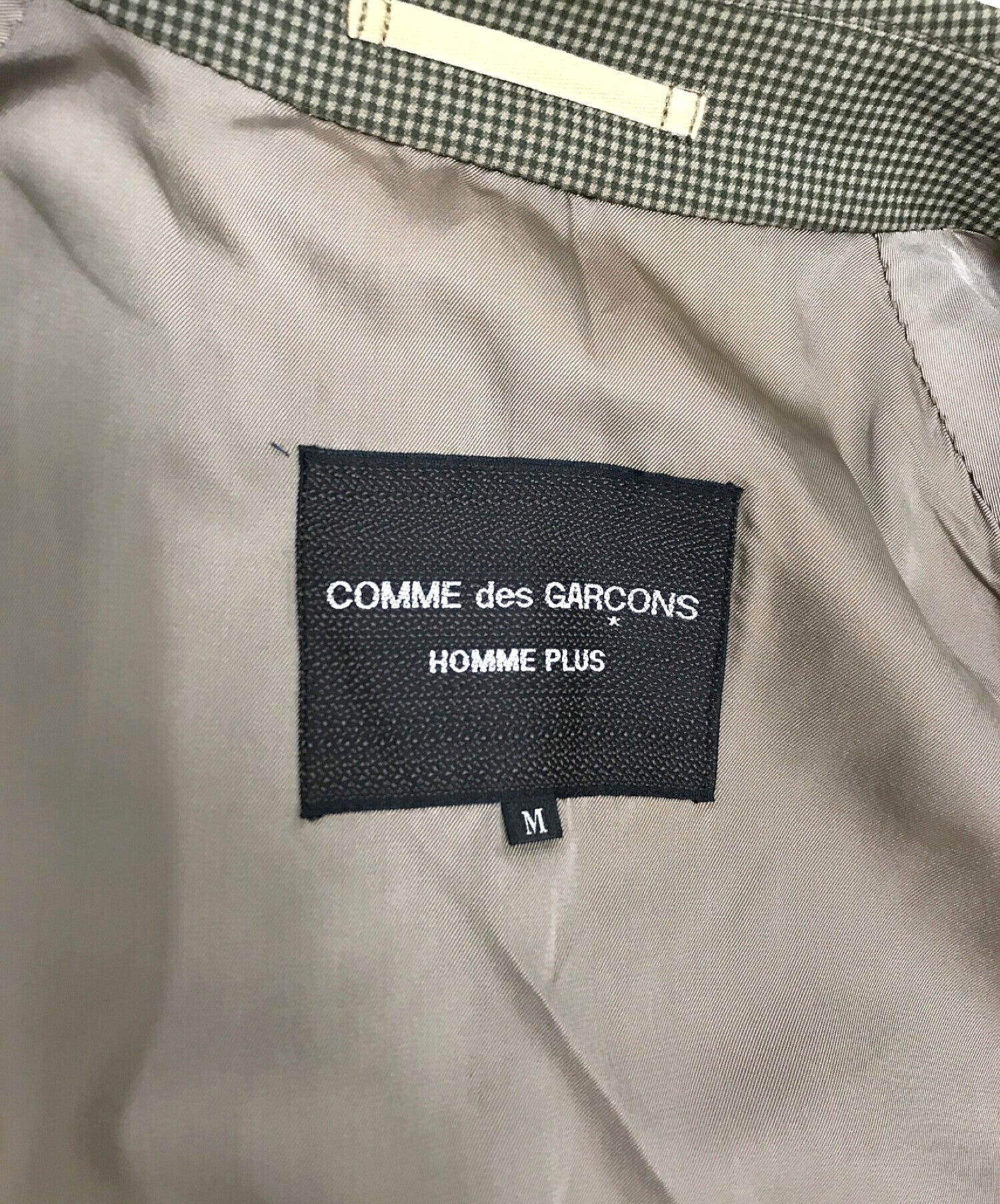 [Pre-owned] COMME des GARCONS HOMME PLUS Vintage Gingham Check Estelle  Stencil Collar Coat AD1996 PC-04007M