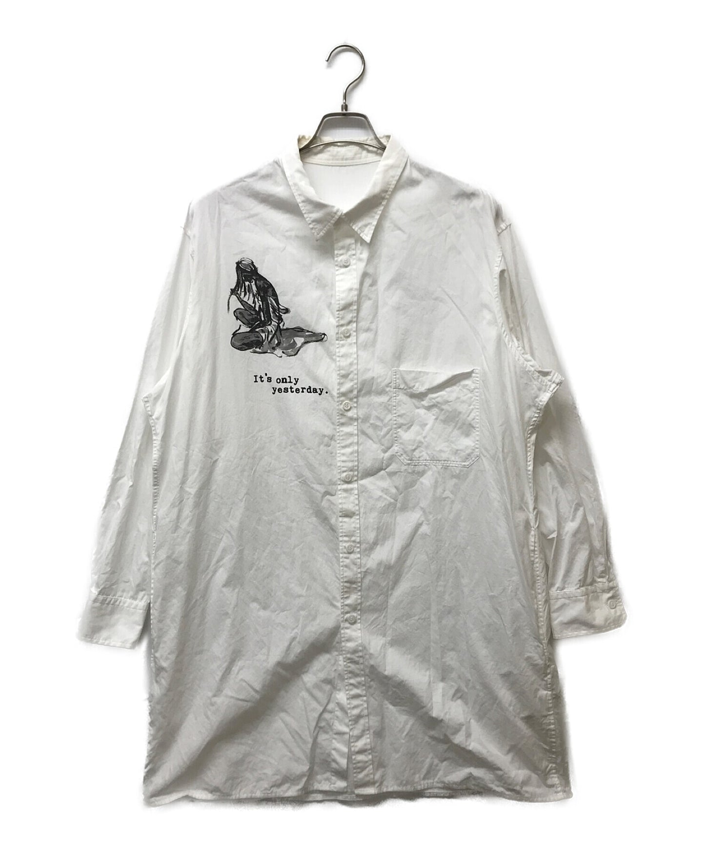 yohji yamamoto pour homme 드로잉 프린트 일반 칼라 긴 셔츠 hh-b76-035