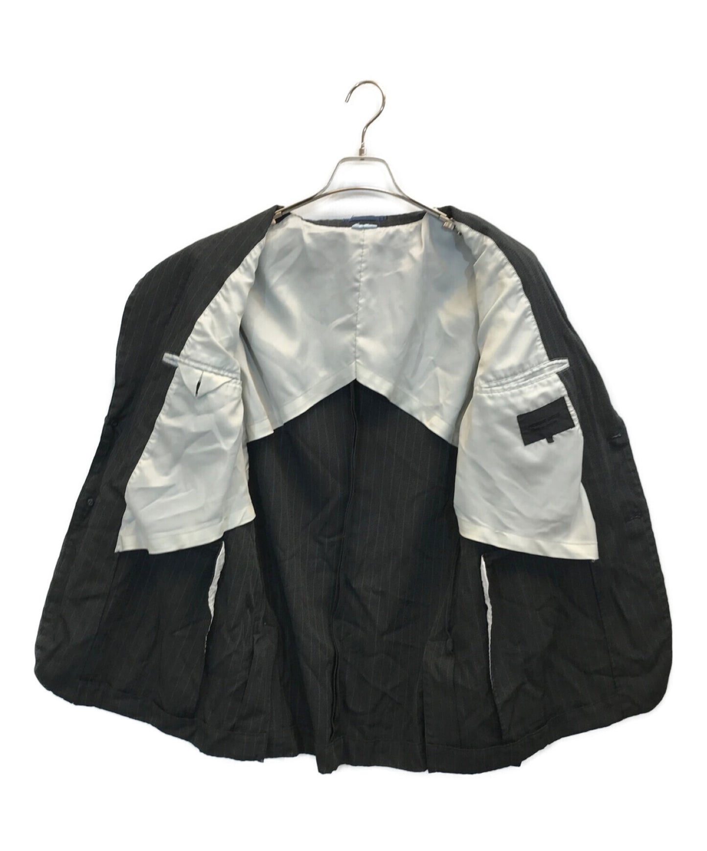 COMME des GARCONS HOMME DEUX Shrunken Poly Ring Lapel Striped Jacket 3B Tailored Jacket DK-J038