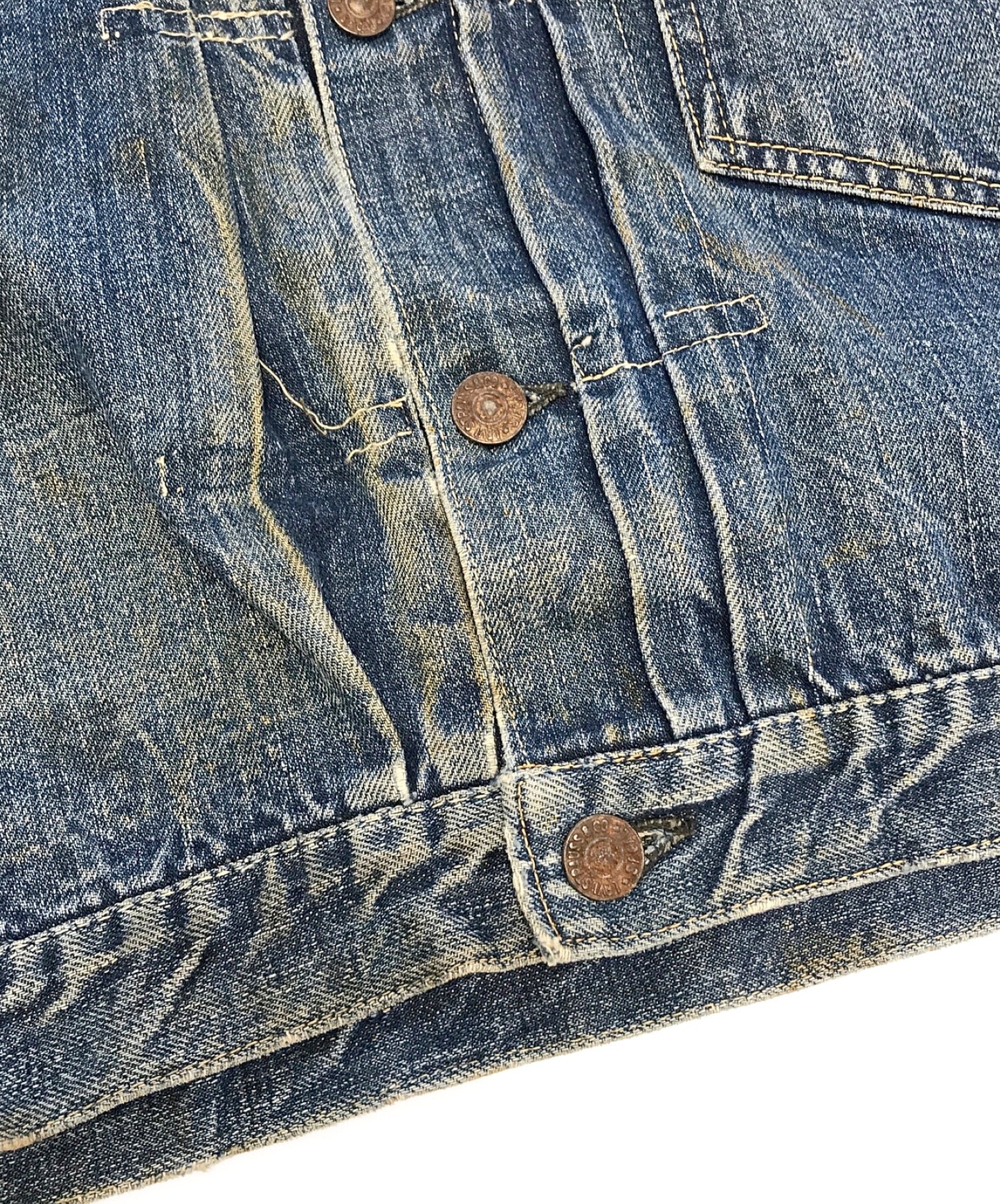 [Pre-owned] LEVI'S 506XX 1st Denim Jacket buckle without needle, button back bumped, equal V on one side