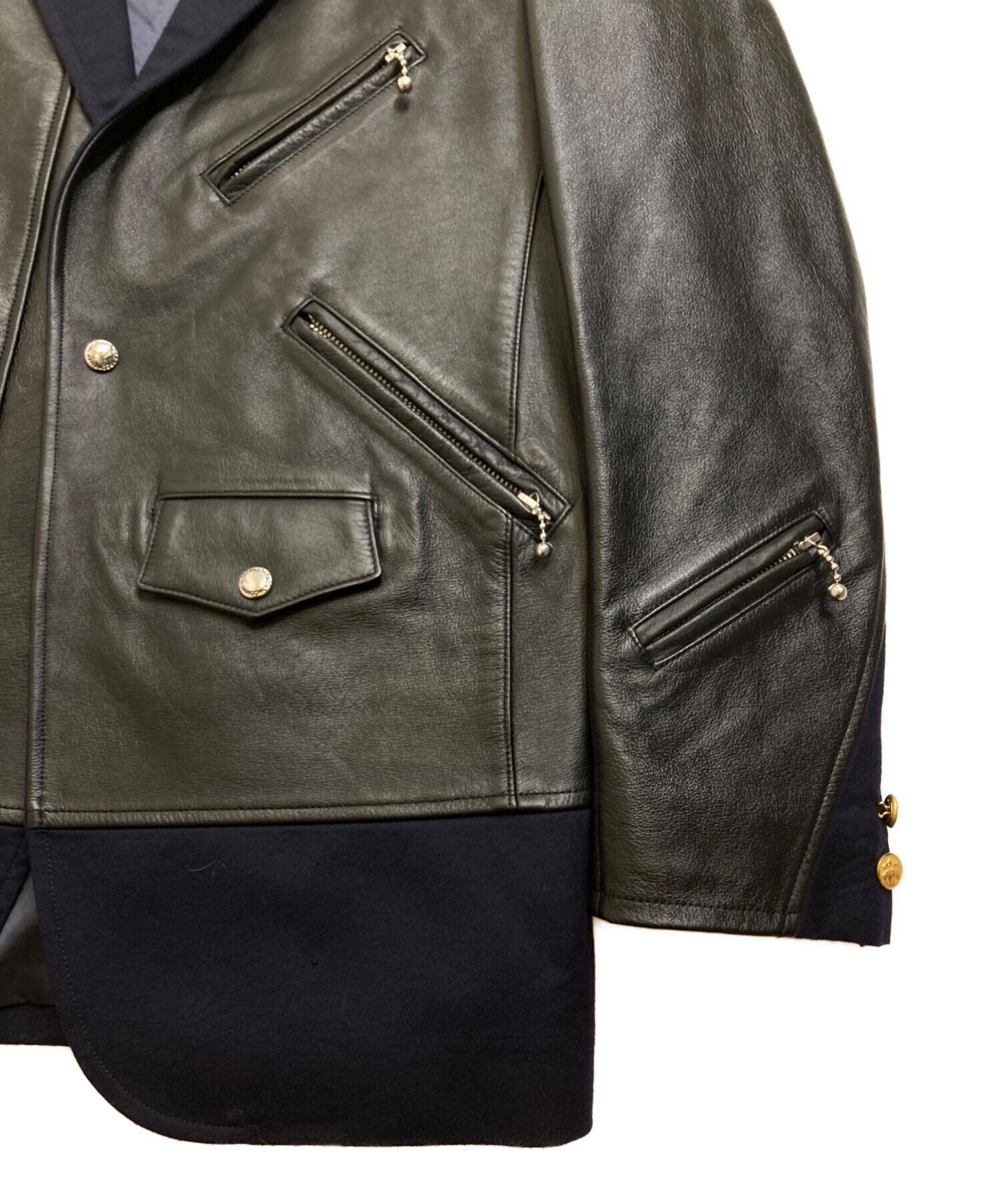 Brooks Brothers X Comme des Garcons Junya Watanabe Man Riders Docking Leather Tailored Jacket