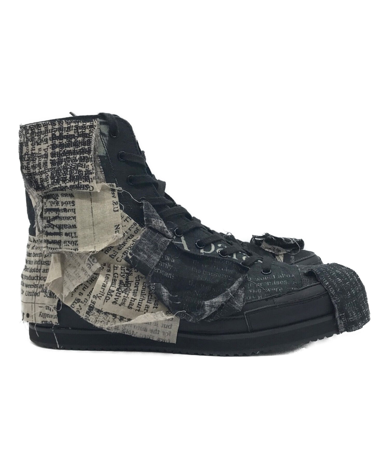 [Pre-owned] YOHJI YAMAMOTO LINEN NEWSPAPER PRINT LOW CUT SNEAKER