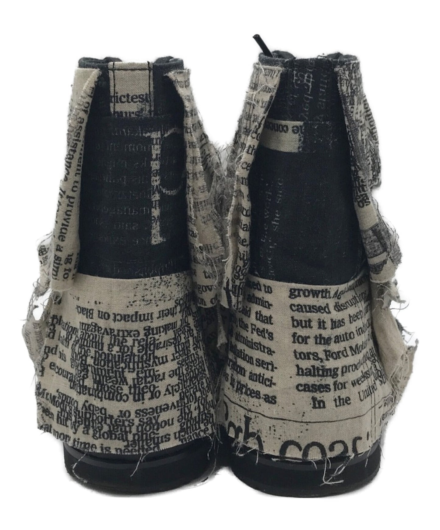 Yohji Yamamoto亞麻報紙印刷低剪裁鞋