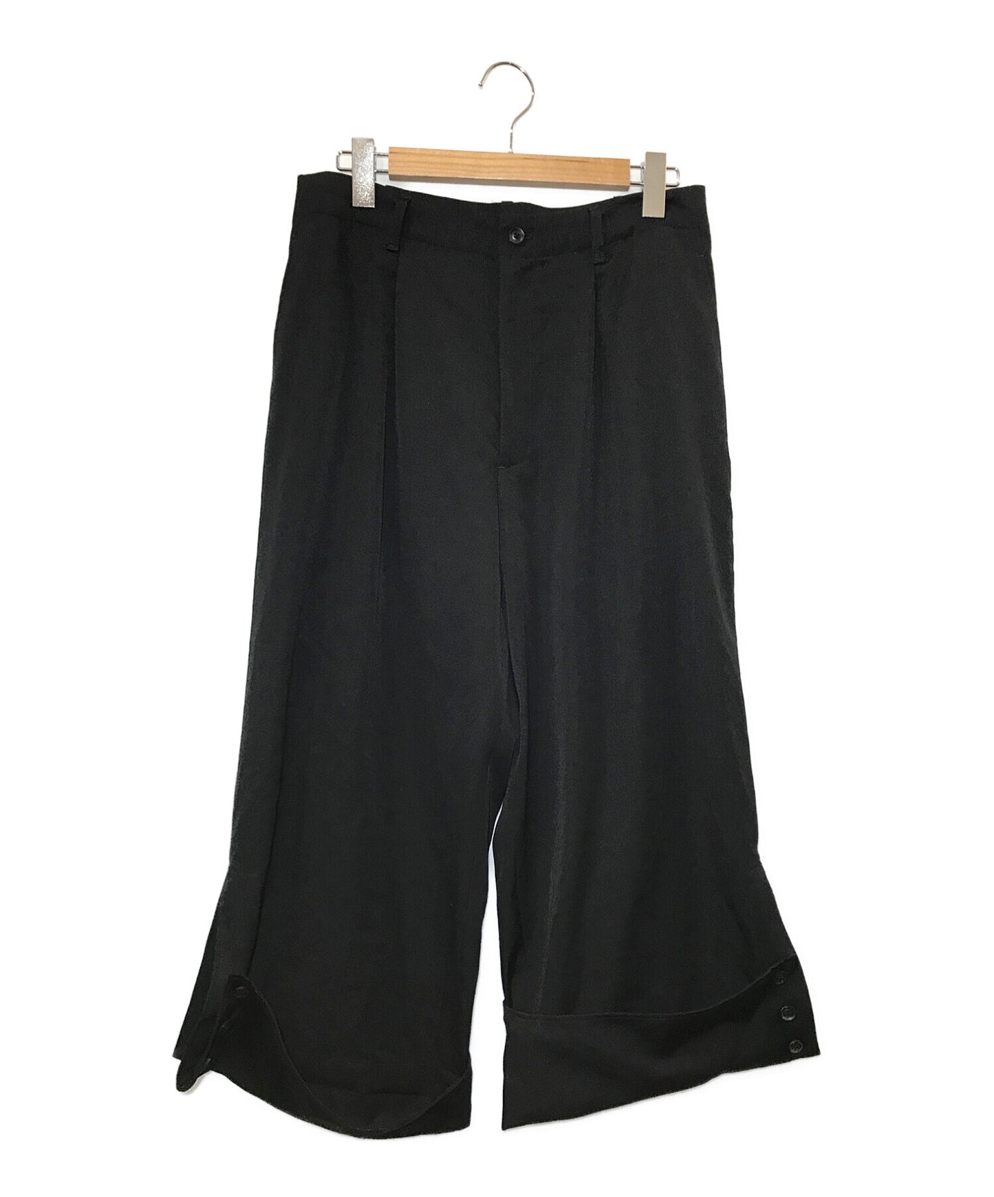 B Yohji Yamamoto Wrinkled gaber button slit pants NN-P55-100