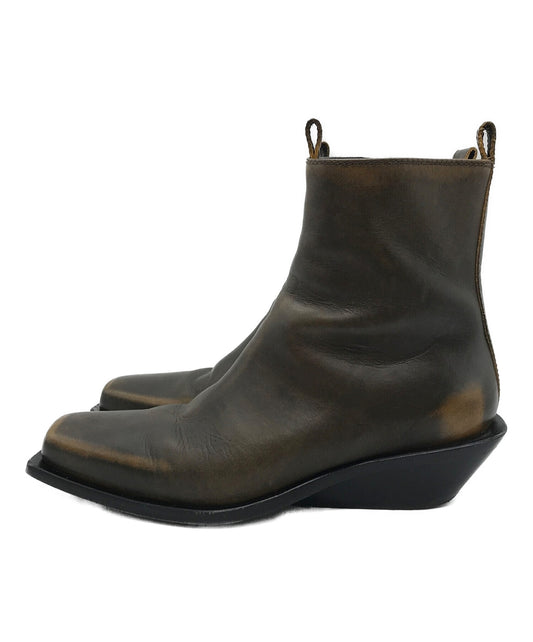 ANN DEMEULEMEESTER Square Toe Wedge Heel Boots