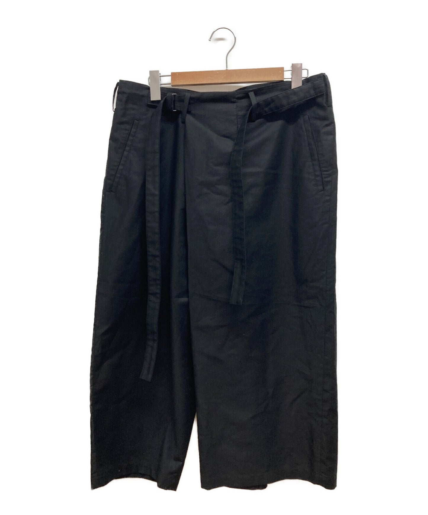 [Pre-owned] Y's BLACK TWILL ANKLE LENGTH WRAP PANTS