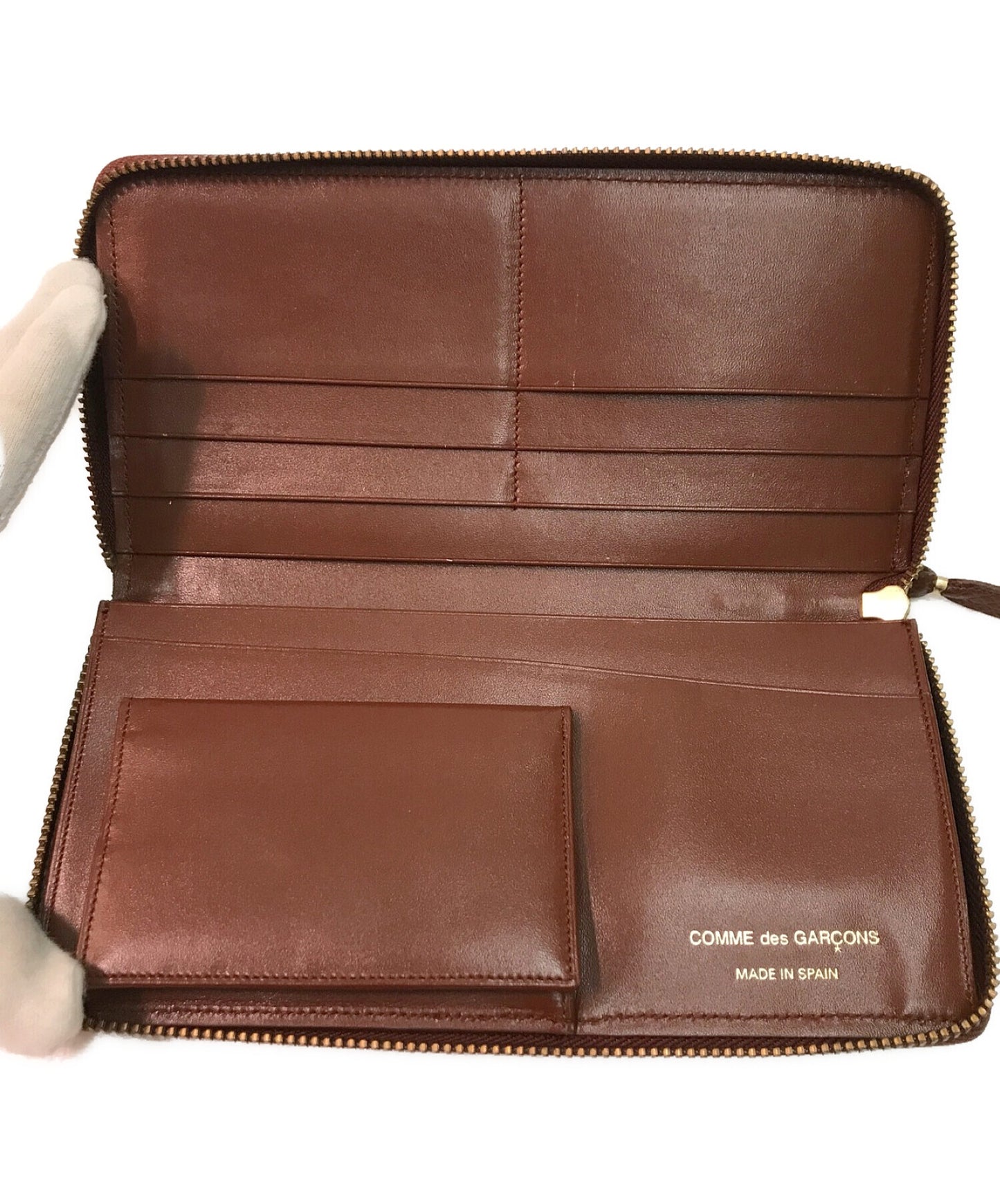 [Pre-owned] COMME des GARCONS Round Zip Long Wallet Luxury Line Embossed Leather Long Wallet