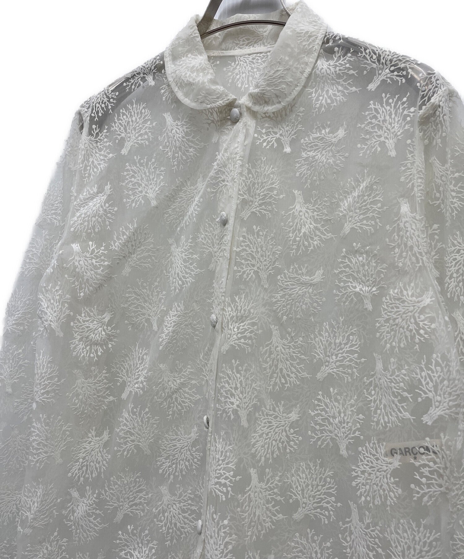 COMME des GARCONS 70-80's Vintage Shawl Collar Sheer Embroidered Shirt