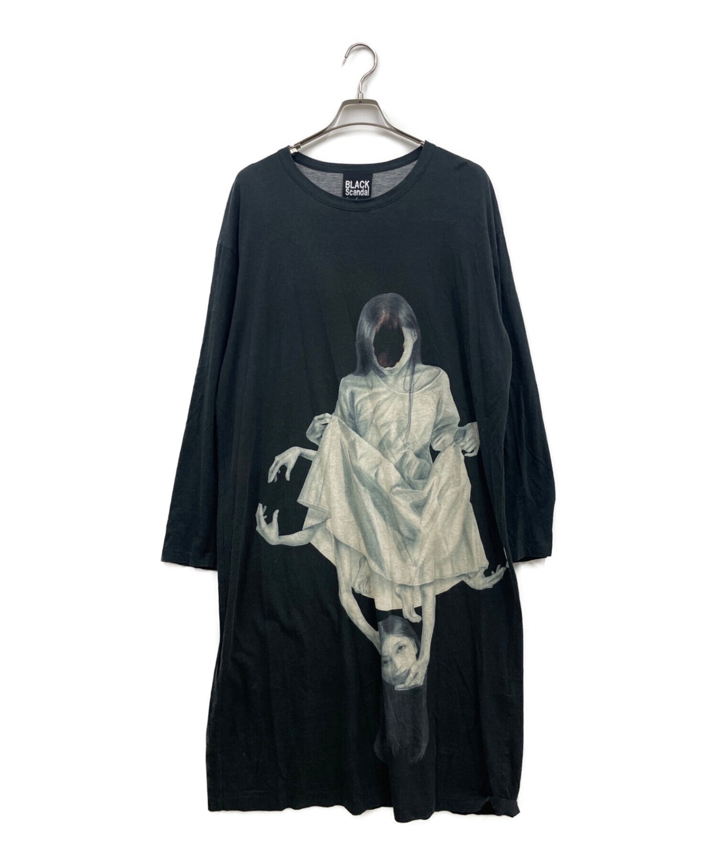 [Pre-owned] BLACK Scandal Yohji Yamamoto UCHIDA Print Long sleeve Round neck T-shirt HN-T23-274
