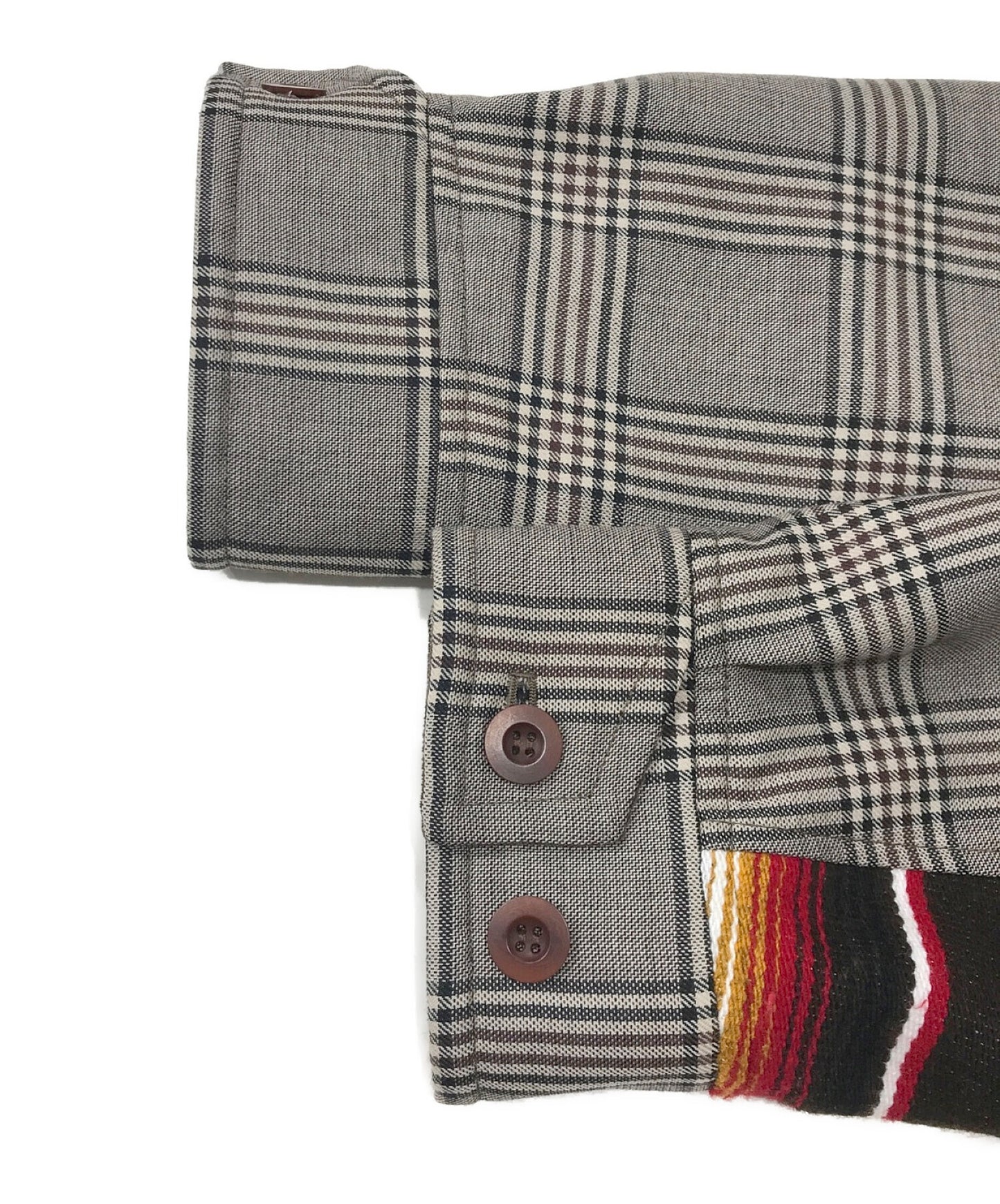 Junya Watanabe Man羊毛丝绸检查和棉痣和皮夹克WJ-J030