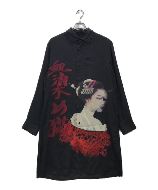 BLACK Scandal Yohji Yamamoto 18AW Blood-dyed cat BS print long shirt HV-B50-215