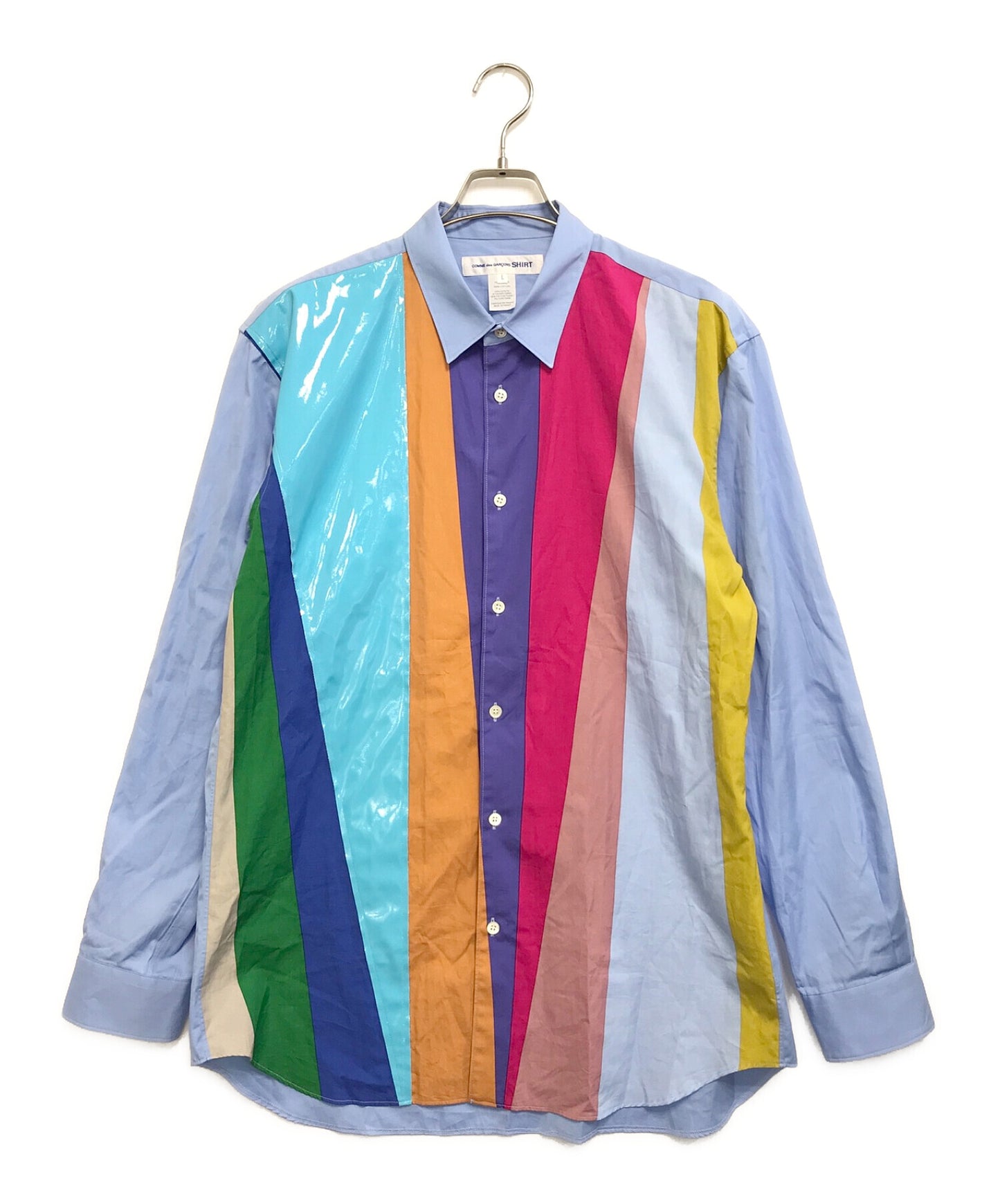 Comme des Garçons Homme colourblock striped shirt - Blue