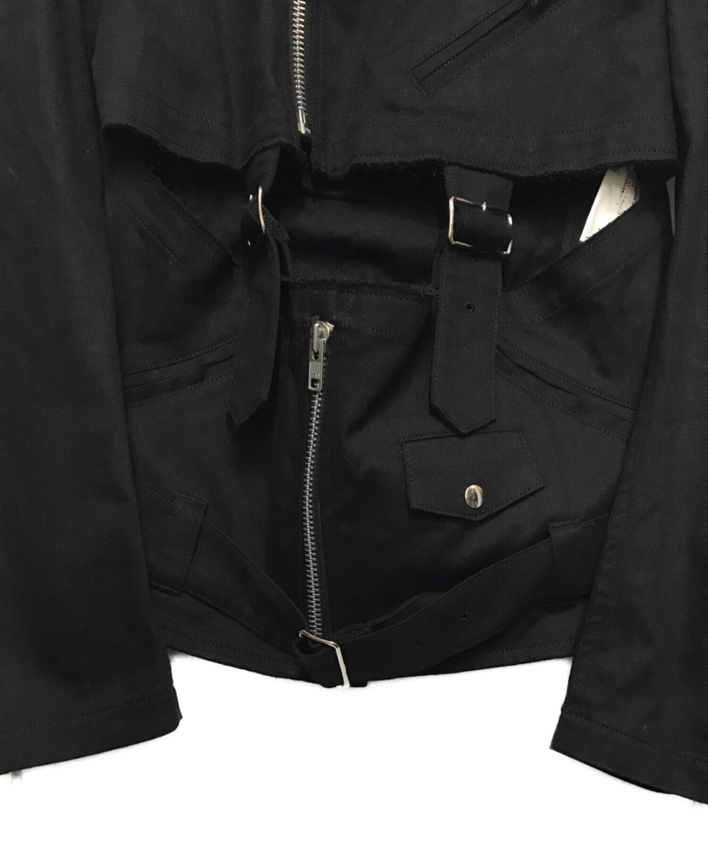 Black Comme des Garcons Cut Body Belt Riders 재킷 1G-J027