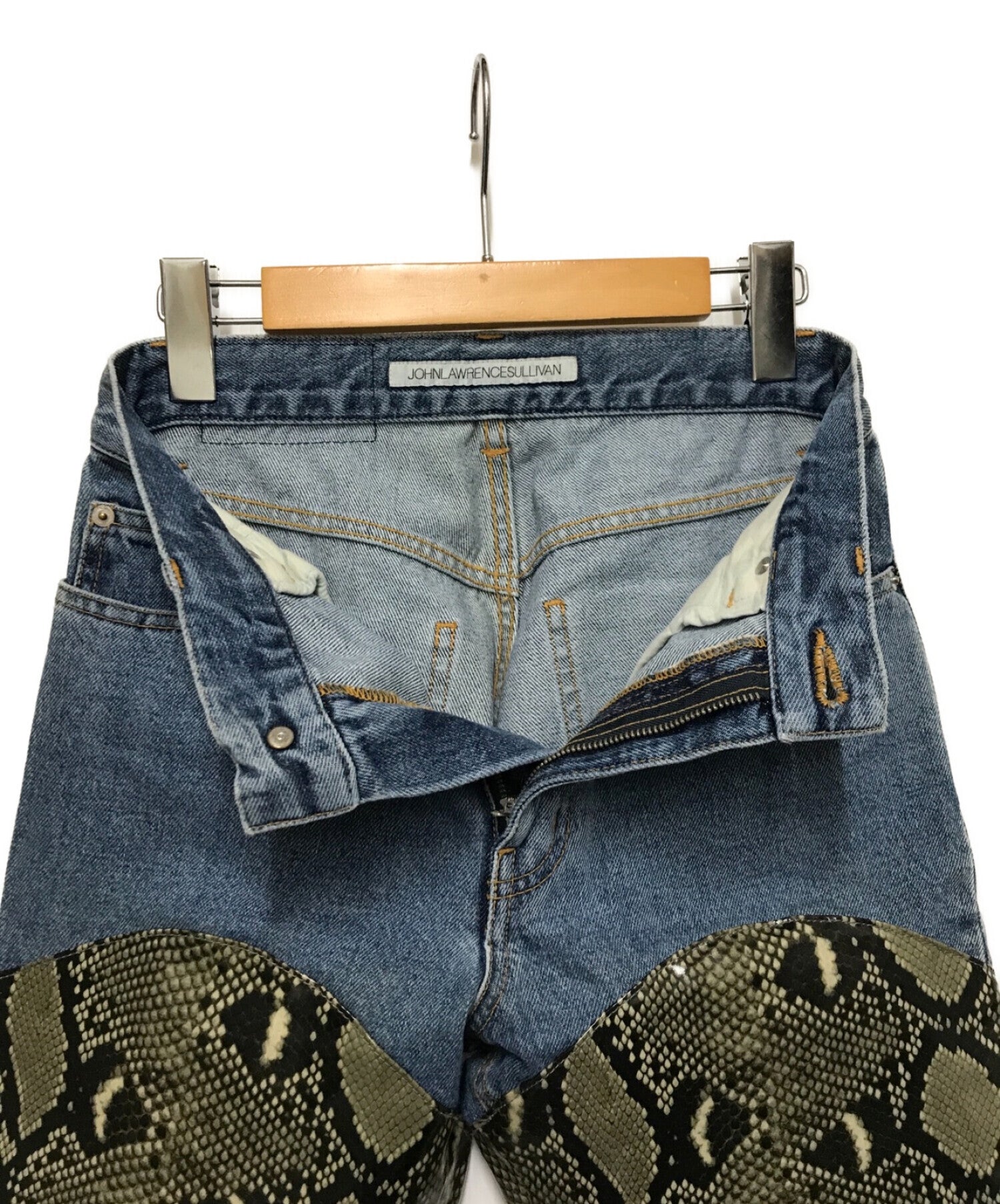 Pre-owned] JOHN LAWRENCE SULLIVAN PYTHON COATED COTTON &DENIM