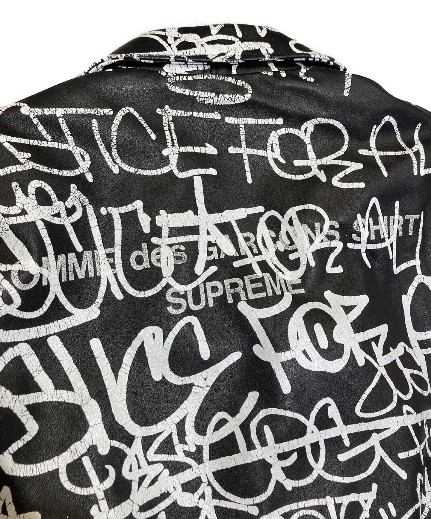 [Pre-owned] Supreme × Comme des Garcons × Schott 18AW Comme des Garcons SHIRT Schott Painted Perfecto Leather Jacket Collaboration Leather Riders Jacket J46F8
