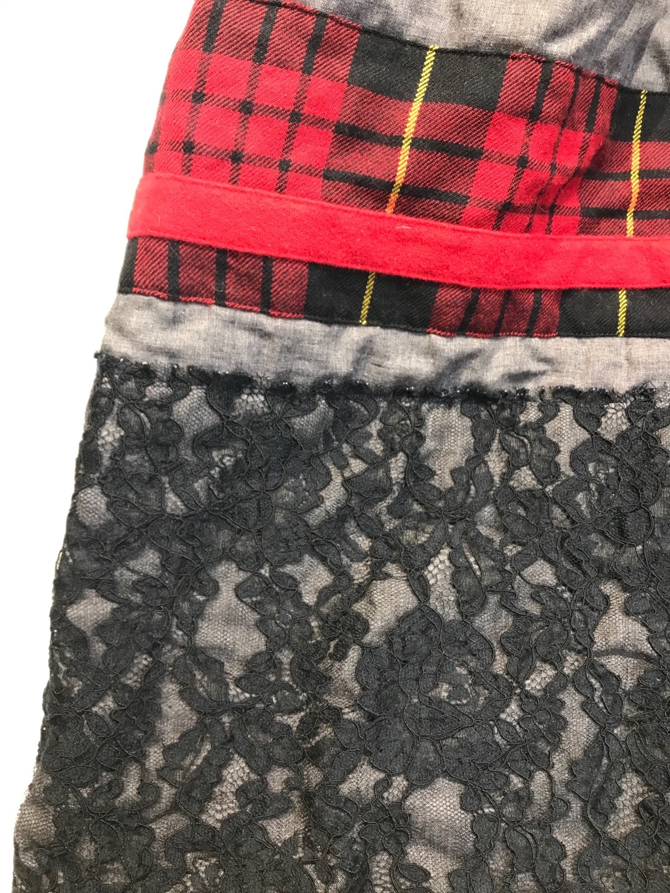 [Pre-owned] COMME des GARCONS COMME des GARCONS Refasta Striped Check Floral Pattern Jumper Skirt RT-A012 AD2017