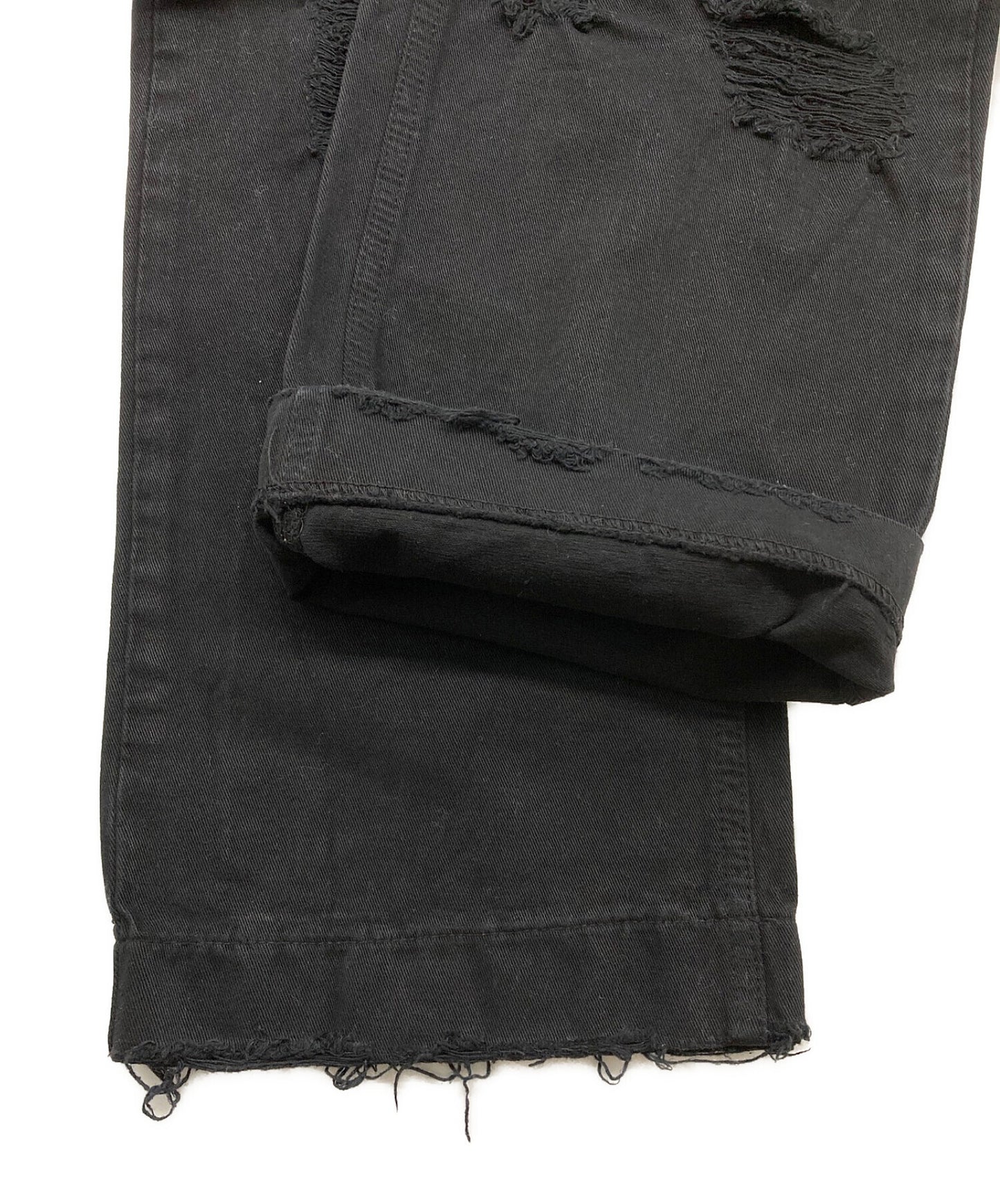 Dolce＆Gabbana压碎的黑色牛仔布裤