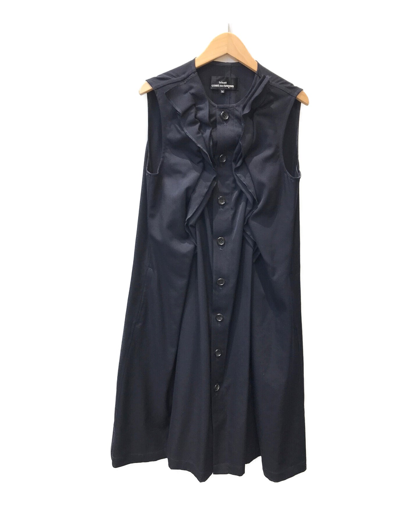 TRICOT Comme des Garcons Woolen Shrunken Ruffle Dress / แขนแขนกุด TZ-O002