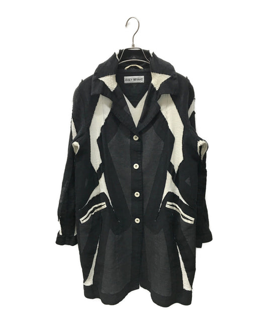 ISSEY MIYAKE Pleated Jacquard Jacket Patchwork Coat IM31FD505