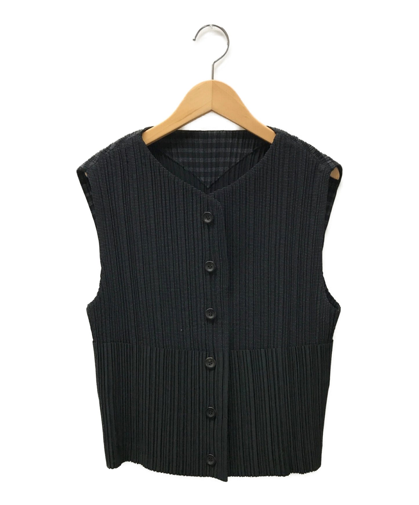 [Pre-owned] ISSEY MIYAKE FETE border pleated vest IM84-FE911
