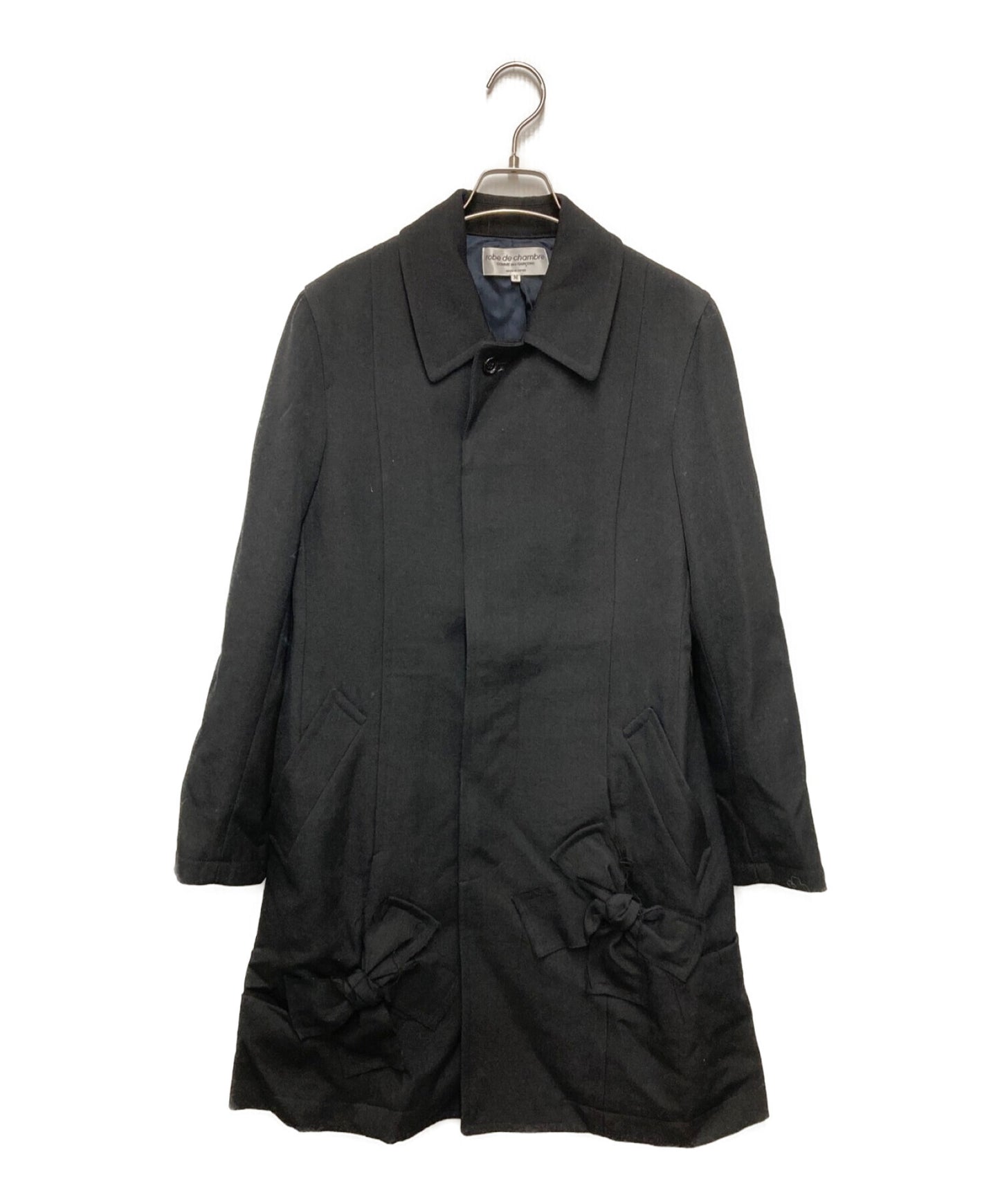 Robe de chambre comme des garcons用缎带装饰不锈钢衣领外套AD2003 RK-C005