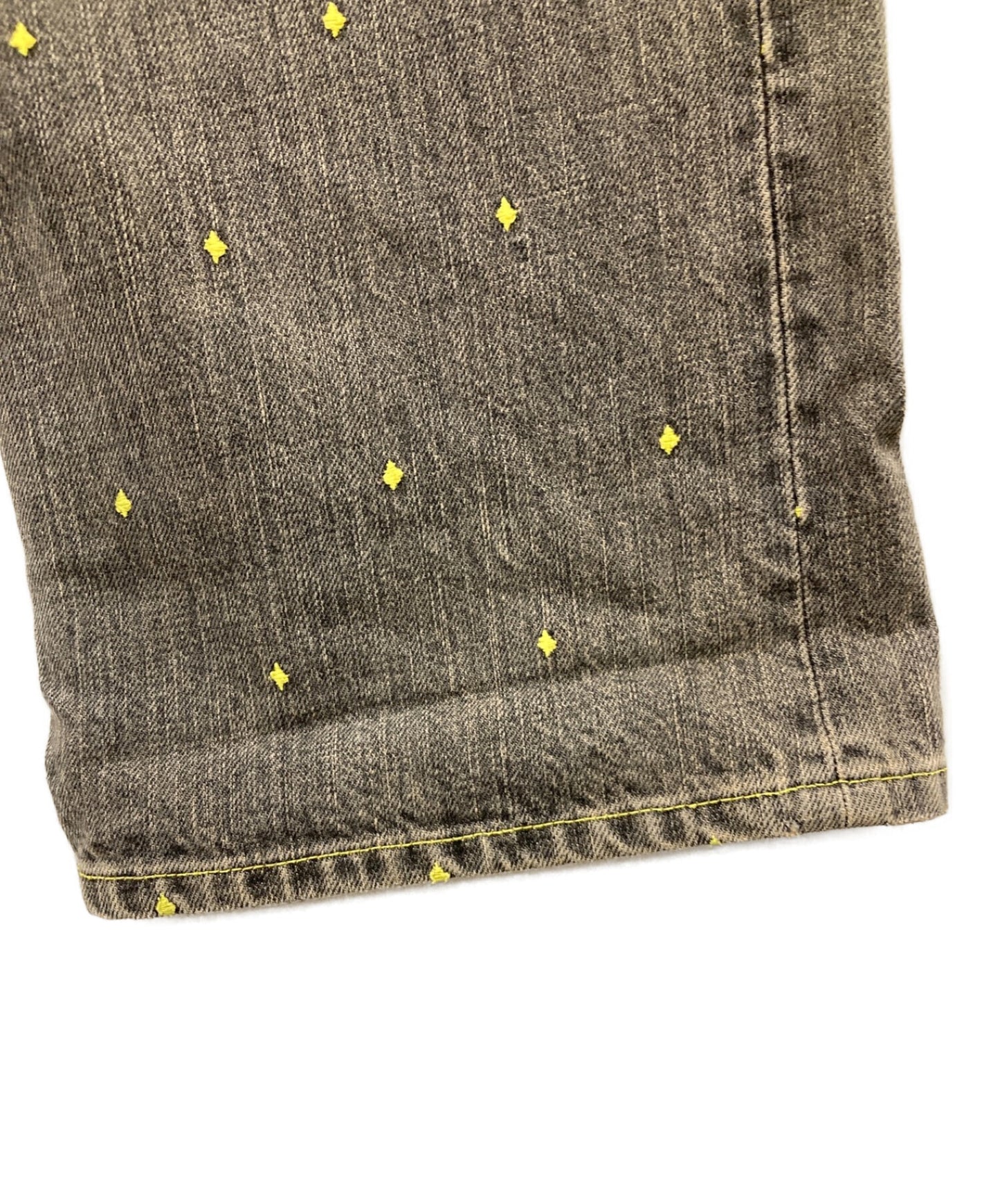 [Pre-owned] UNDERCOVERISM 02SS HAZE Period Diamond Pattern Embroidered Vintage Process Denim Pants J235