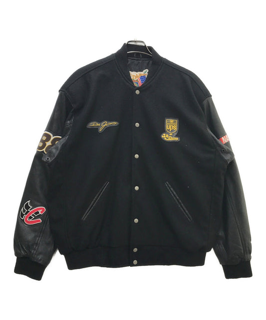 Jeff Hamilton 가죽 슬리브 Melton Varsity Jacket Ups Racing