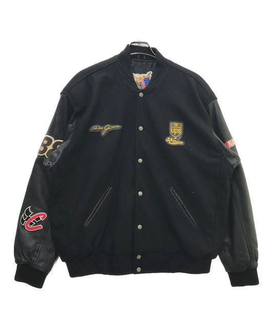 [Pre-owned] JEFF HAMILTON Leather Sleeve Melton Varsity Jacket UPS RACING