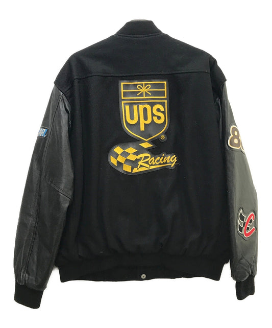 [Pre-owned] JEFF HAMILTON Leather Sleeve Melton Varsity Jacket UPS RACING