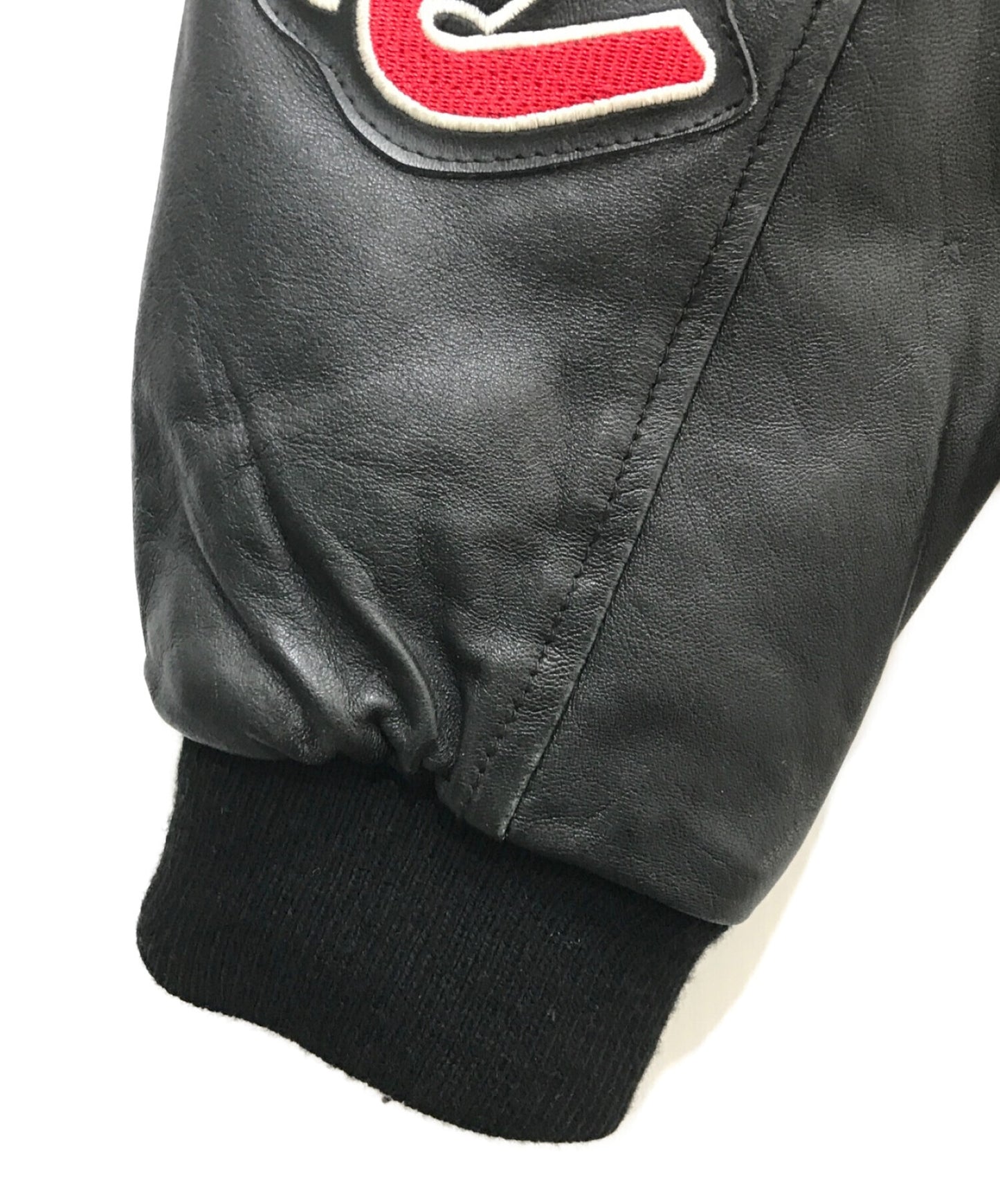 [Pre-owned] JEFF HAMILTON Leather Sleeve Melton Varsity Jacket UPS RACING