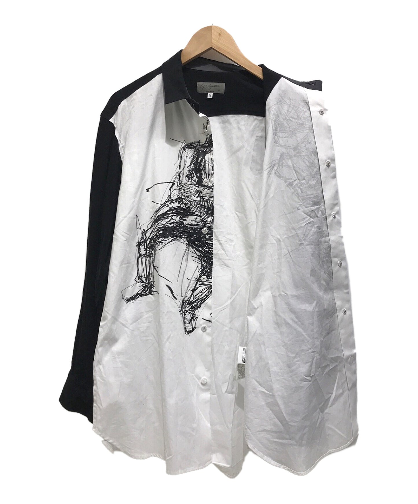 Yohji Yamamoto Pour Homme×Yuka Asakura手臂开关前插图长袖衬衫图hc-b36-818